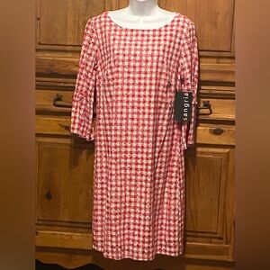 NWT Gingham Sangria Red and White Midi Dress Cottagecore Modern Preppy sz 10